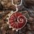 Limited Edition Handmade Red Ceramic Ammonite Pendant – Spiral Wirework Statement Necklace