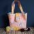 Handmade Medium Butterfly & Floral Handbag – Soft Pink Tote with Turquoise Polka Dot Lining