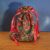 Mini Christmas Gift Bag – Metallic Festive Floral Poinsettia Print – Reusable & Eco Friendly
