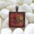 One-of-a-Kind Hand Painted Red Steampunk Cog Pendant – Square Resin Necklace – Handmade Industrial Jewellery UK