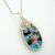 One of a Kind Handmade Fused Glass Pendant Necklace – Iridescent Blue Sparkle with Silver Wirework – Artisan Statement Jewellery UK