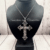 XL Ornate Silver Cross Pendant on a hand-cut Stainless Steel box chain with Lobster Clasp fastening.