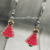 Handmade Pink Enamelled Silver Christmas Tree Charm Earrings.