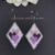 Miyuki Delica Beaded Heart Earrings, Purple Heart Dangle Earrings, Handwoven Seed Bead Earrings, Geometric Beadwork Jewellery, Romantic Gift