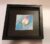 Rosebud on Blue Hand Sewn Silk Embroidery in Wooden Black Box Frame