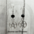 Handcrafted Drop Earrings with Black Czech Glass Rondelle beads and Silver Plated Pentagram/Pentacle charms.