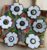 Floral brooch pin accessories. White and gold with vintage button centre.