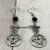 Handcrafted Drop Earrings with Black Czech Glass Bicone beads and Silver Plated Pentagram/Pentacle charms with Stainless Steel Star spacers. Gothic. Alternative. Wicca.
