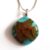 Turquoise & Ochre Fused Glass Pendant Necklace – Handmade & Unique