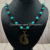Handmade Turquoise Bead Wolf Moon Necklace | Bronze Wolf Pendant Necklace | Boho Statement Jewellery | Gift for Her
