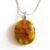 Unique One-of-a-Kind Handmade Bright Green and Ochre Fused Glass Pendant Necklace