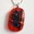 Unique One-of-a-Kind Handmade Dark Orange and Black Fused Glass Pendant Necklace with Iridescent Accents