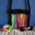 Handmade Small Felted Wool Rainbow Stripe Shoulder Bag – Knitted Felted Bag with Button Detail