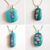 Unique One-of-a-Kind Handmade Turquoise Fused Glass Pendant Necklace – Abstract Bubble Pattern