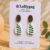 PetalLeaf Green Botanical Earrings – Polymer Clay and Walnut Wood Handmade in Sheffield by Lollygag Jewellery