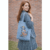 Puppy Dog Floral Tote Bag, Hand embroidered