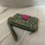 Unique Handmade Retro Style Cotton Green Pattern Purse with Card Slots and Zip Pocket