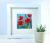 Red Poppies Embroidery in White Box Frame Hand sewn